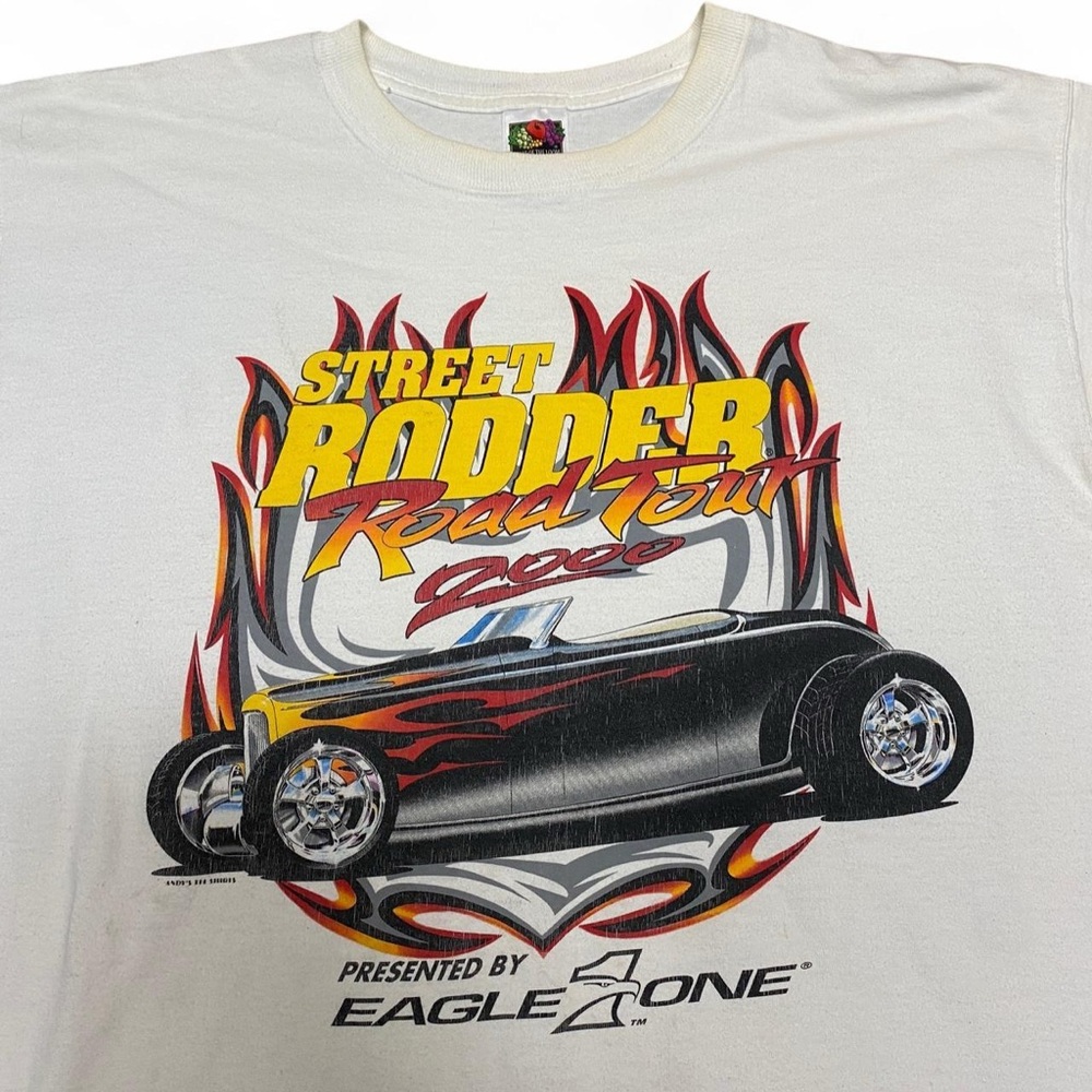 Vintage street Rodder eagle one graphic white Tshirt